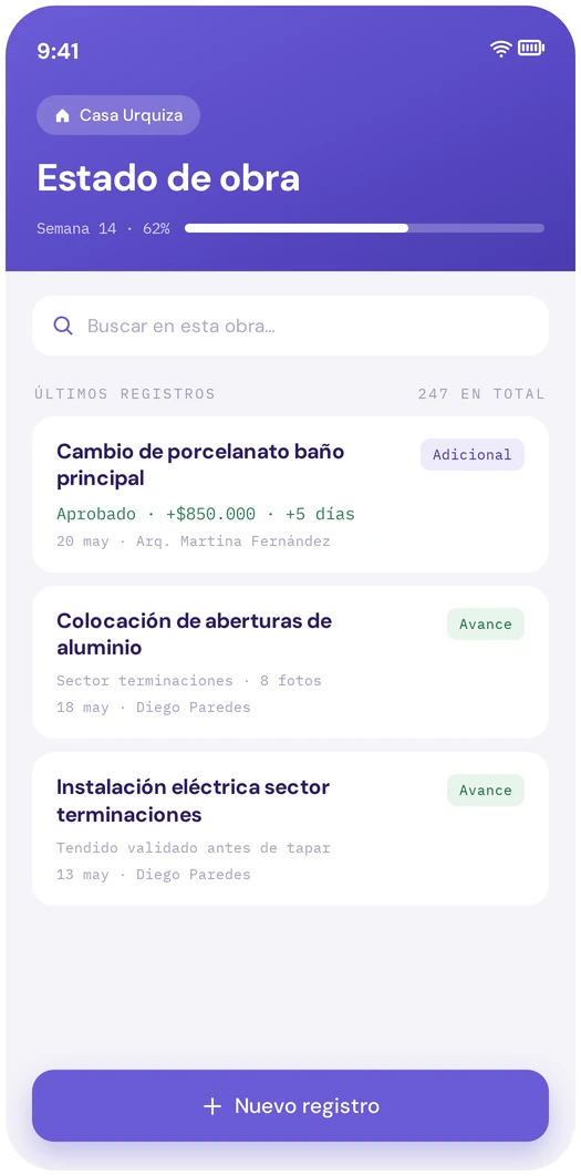 Pantalla de TRAZZA en el celular