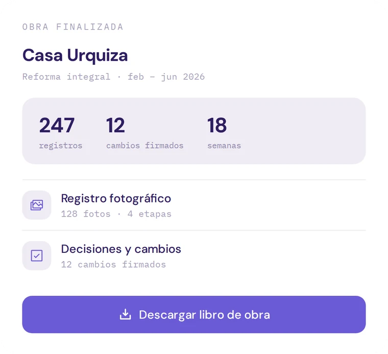 Libro de obra armado en TRAZZA